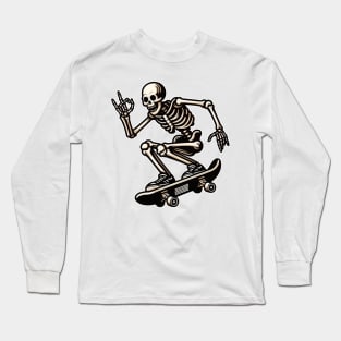 Cool Skeleton Skateboard Long Sleeve T-Shirt